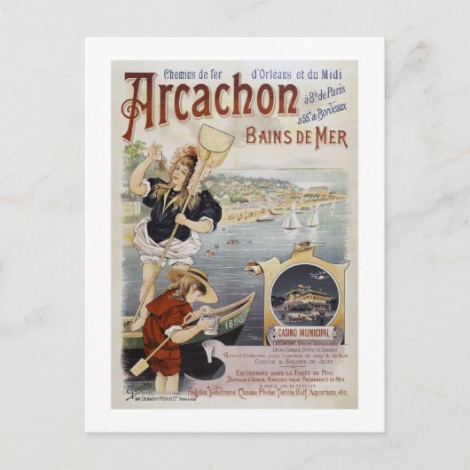Arcachon France Vintage Poster 1896 ポストカード (正面)