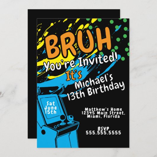 Arcade Colorful Birthday Party Boys  (正面/裏面)