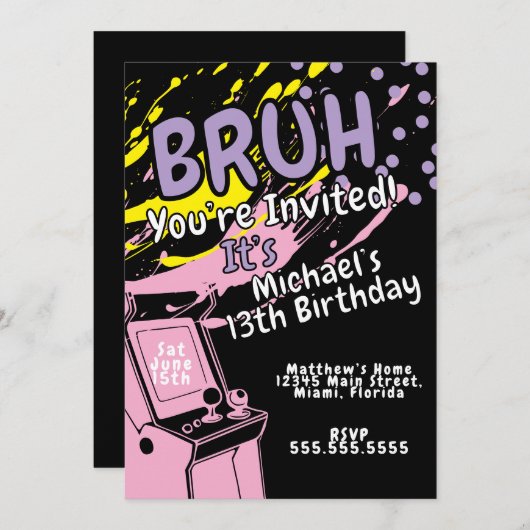 Arcade Colorful Birthday Party Pink  (正面/裏面)