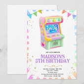 Arcade game girl party invitation 招待状 (正面/裏面)