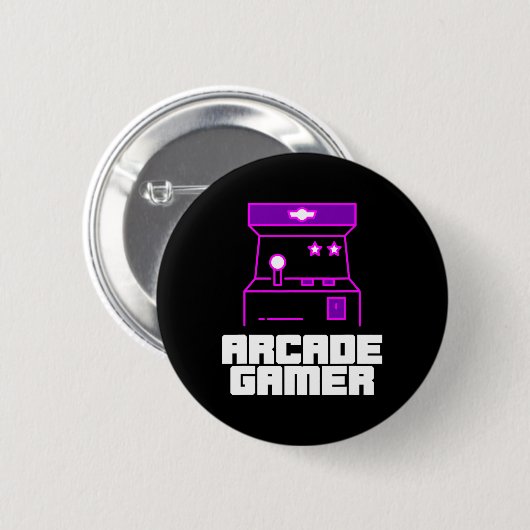Arcade Gamer - Upright Cabinet With Purple Style  缶バッジ (正面&裏面)