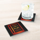 Arcade “Insert Coin to Play” Custom Name Coaster ガラスコースター (アングル)