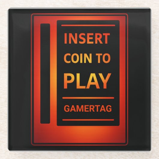 Arcade “Insert Coin to Play” Custom Name Coaster ガラスコースター (正面)