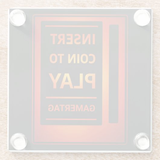 Arcade “Insert Coin to Play” Custom Name Coaster ガラスコースター (裏面)