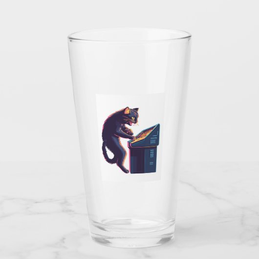 Arcade Meowster � Nostalgic Gamer Cat タンブラーグラス (正面)