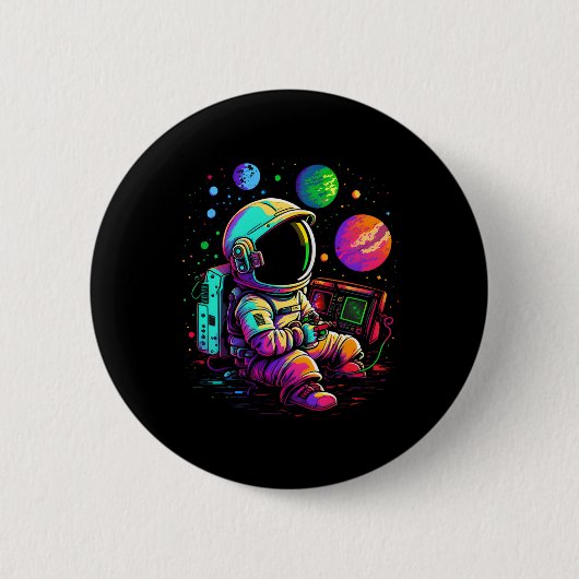 Arcade Planets Universe Gaming宇宙飛行士 缶バッジ (正面)