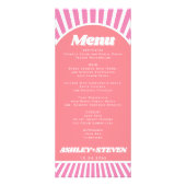 Archとsunraysピンクのgroovyの結婚メニューカード ラックカード (正面)