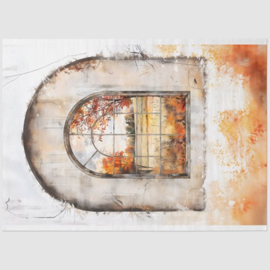 Archウィンドウを介した秋の風景AM9デコページ 薄葉紙 (正面)