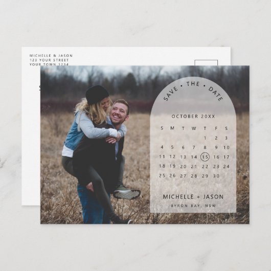 Archカレンダー写真Save the Date招待状 ポストカード (正面/裏面)
