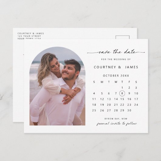 Archカレンダー写真Save the Date招待状 ポストカード (正面/裏面)