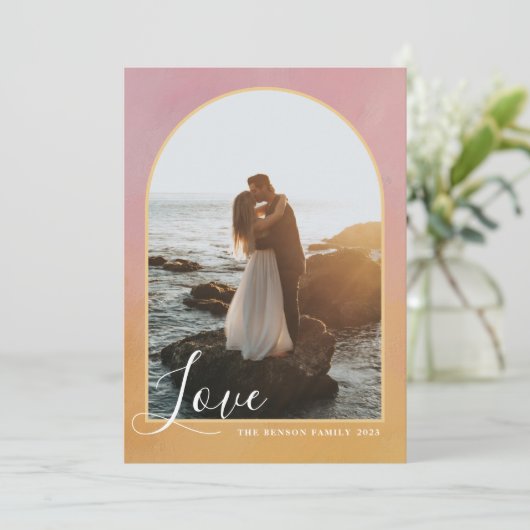 Archスクリプト愛ピンク絵を描ク金ゴールド垂直 シーズンカード (スタンド正面)