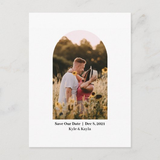 ArchフォトシンプルエレガントChic Save the Date ポストカード (正面)