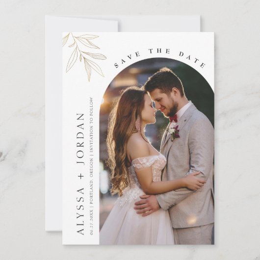 Archフォトフローラ日付の保存招待状 招待状 (正面)