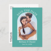 Archフレームモダンフォトティール(緑がかった色)日付の保存 ポストカード (正面/裏面)