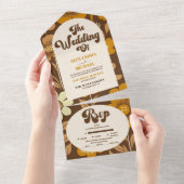 Archモダンレトロ70sフローラ結婚 オールインワン招待状 (貼ってはがせる)