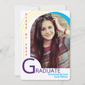 Archモダン写真カラフル卒業発表 招待状 (正面)