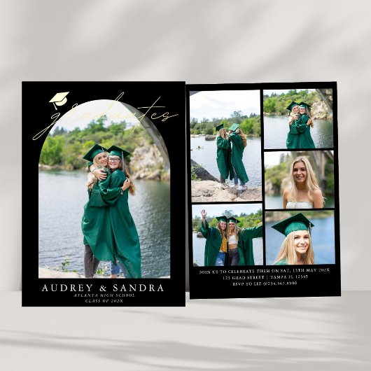 Archモダン卒業生ダブル卒業パーティー 箔招待状