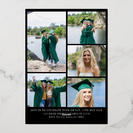 Archモダン卒業生ダブル卒業パーティー 箔招待状 (裏面)