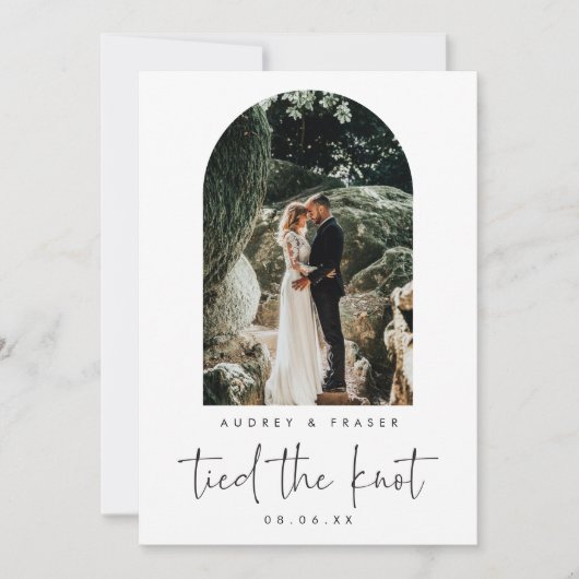 Archモダン Script ElopementがKnot Photoを結んだ 案内状 (正面)