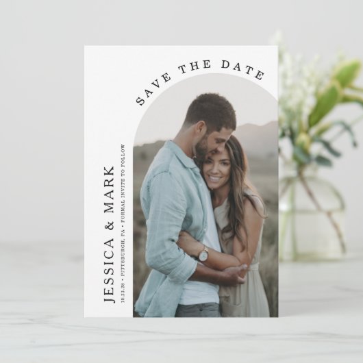 Arch写真の日付を保結婚存 招待状 (スタンド正面)