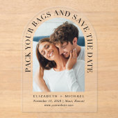 Arch写真の目的地の結婚式の日付を保存 アクリル招待状 (正面)