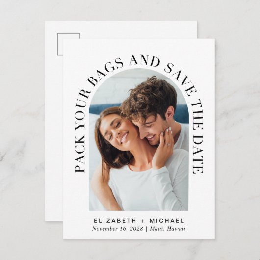 Arch写真の目的地の結婚式の日付を保存 案内ポストカード (正面/裏面)