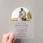 Arch写真エレガント書道結婚の アクリル招待状 (インサイチュ (ポータブル))