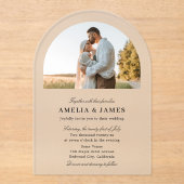 Arch写真エレガント書道結婚の アクリル招待状 (正面)