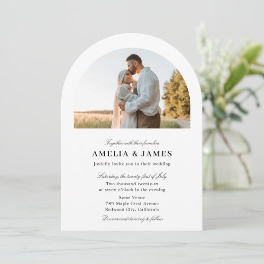 Arch写真エレガント書道結婚の 招待状 (スタンド正面)