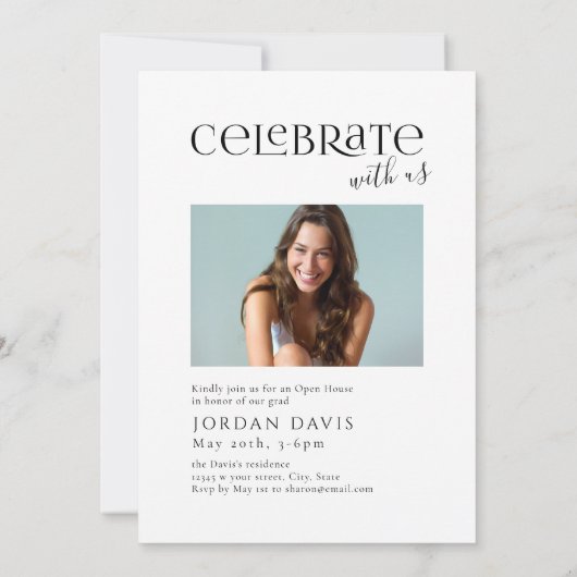 Arch写真モダンの卒業発表 招待状 (裏面)