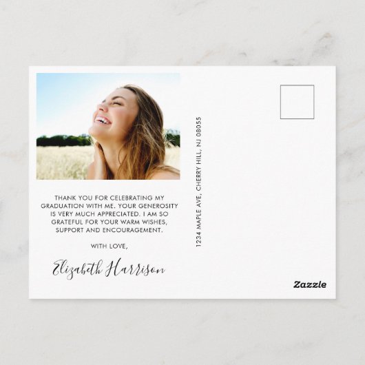 Arch写真モダン卒業ありがとう ポストカード (裏面)