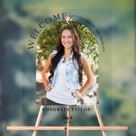 Arch写真モダン卒業パーティーへようこそ アクリルサイン (ニュートラル)