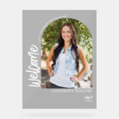 Arch写真モダン卒業パーティー歓迎フロステッド アクリルサイン (正面)