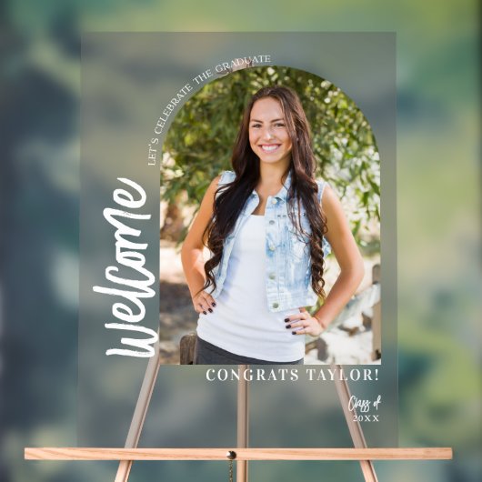 Arch写真モダン卒業パーティー歓迎フロステッド アクリルサイン (ニュートラル)