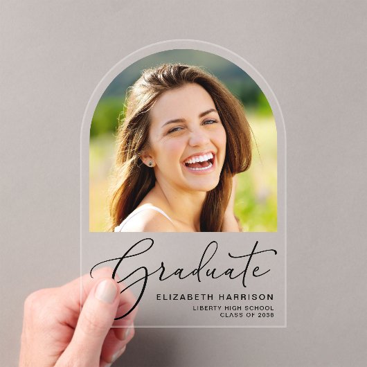 Arch写真卒業アクリル発表 アクリル招待状 (インサイチュ (ポータブル))