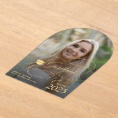 Arch写真金ゴールド院語卒業 アクリル招待状 (レイダウン)