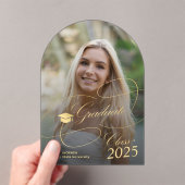 Arch写真金ゴールド院語卒業 アクリル招待状 (インサイチュ (ポータブル))