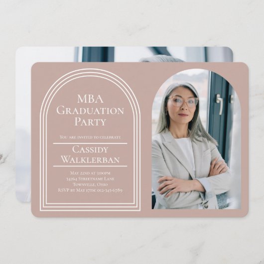 Arch卒業生MBA写真卒業 招待状 (正面/裏面)
