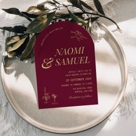 Arch はっきりした Burgundy Chartreuseの名結婚前 招待状