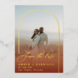 Arch エレガント Kwrithlモダン Save the Date 箔招待状