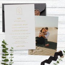 Arch エレガント Monogram Photoの結婚金ゴールド