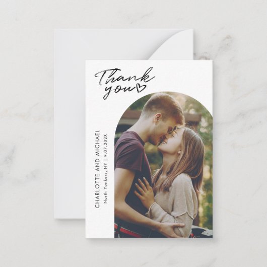 Arch モダン 2写真エレガントな結婚式ありがとう ノートカード (正面)