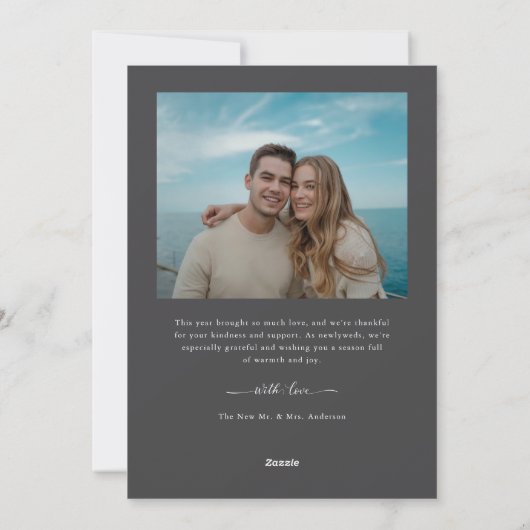 Arch モダン Loveと新しい感謝してい写真 シーズンカード (裏面)