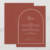 Arch モダン Script Terracotta 結婚's Menu メニュー (正面/裏面)