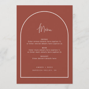 Arch モダン Script Terracotta 結婚's Menu メニュー