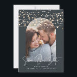 Arch 1 photo string light script モダン結婚's セーブザデート<br><div class="desc">Arch 1 photo string light script モダンは日付のカー結婚ドを保存ネイビーブルーバックアの色がカスタマイズありる。</div>