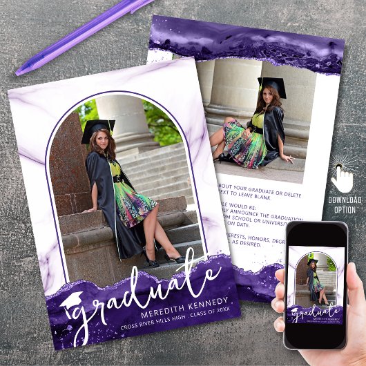 Arch 2モダン写真パープルアガテグリッタースクリプト 案内状