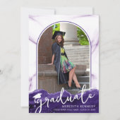 Arch 2モダン写真パープルアガテグリッタースクリプト 案内状 (正面)