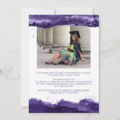 Arch 2モダン写真パープルアガテグリッタースクリプト 案内状 (裏面)