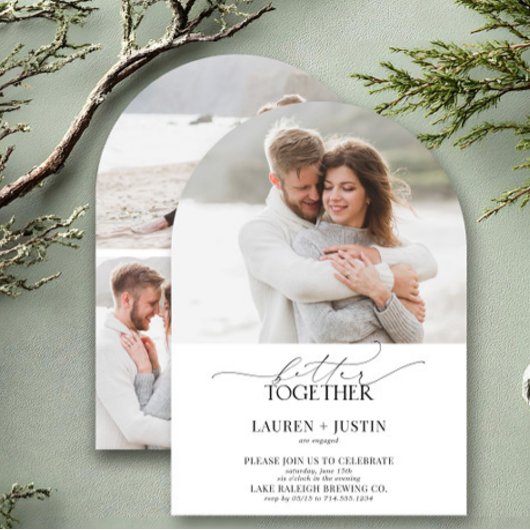 Arch 4モダンフォトスクリプト婚約パーティ 招待状